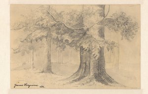 木々のある風景 作： Jeanne Marie Heynsius (signed by artist)