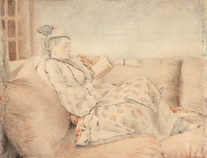 トルコのドレスを着た女性、読書 作： Jean Étienne Liotard