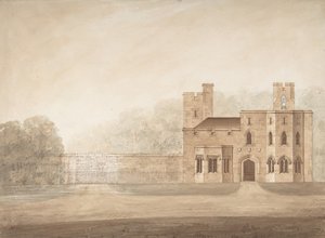 バークシャー州ウィンザー城のビショップスゲート・ロッジの設計図（1820-30年頃）。 作： Jeffry Wyatville