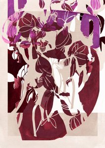 抽象的なマゼンタ色の花柄 作： 