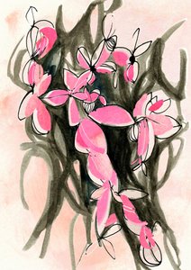 ピンクの抽象的な花 作： 