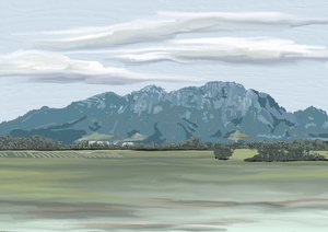 遠くの山々の風景 作： Jenna Alheit