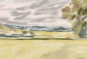 なだらかな丘陵の風景 作： Jenna Alheit