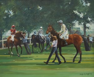 ウィンザー競馬場のパドック（油彩・キャンバス） 作： Jennifer Wright