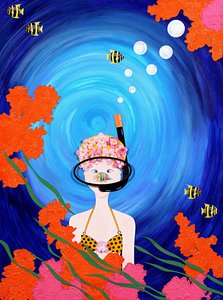 Scuba Diva、2008（紙にアクリル） 作： Jenny Barnard