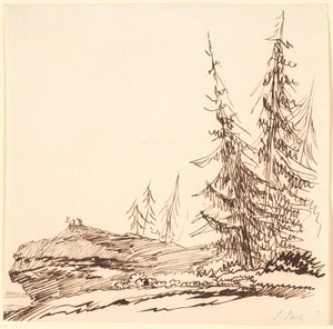モミの木のある岩の露頭 作： Jens Juel