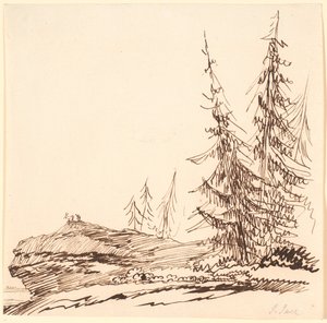 モミの木のある岩の露頭 作： Jens Juel