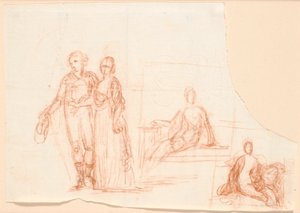 Ryberg家の写真の構図案。 右、着席女性図案