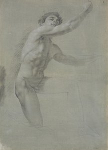 正面から見たモデル。右足でひざまずいています。 描き終わっていない 作： Jens Juel