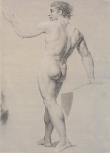 モデルの立ち方、後ろから見た、左腕を上げた状態 作： Jens Juel