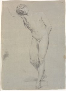 モデルは向かい合って立ち、頭は上げた右腕に乗せます。 描き終わっていない 作： Jens Juel