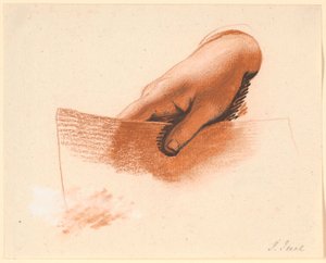 一枚の紙を持っている男の右手の研究。 アンカー家の肖像画の習作