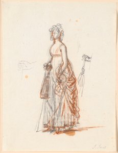 Ryberg家の肖像画の研究。 日傘をさすライバーグ夫人の姿と右手 作： Jens Juel