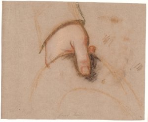 Ryberg家の肖像画の研究。 帽子を持つヨハン・クリスティアン・リベリの左手 作： Jens Juel