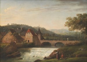 スイス、ドルナッハの橋と滝 作： Jens Juel