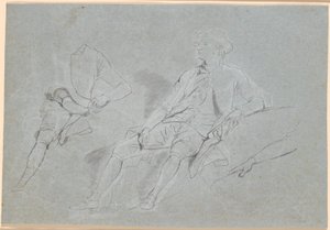 戸外に座っている紳士のレリーフ肖像画の下書き 作： Jens Juel