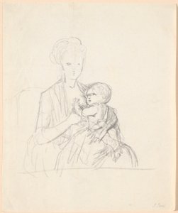 ソフィー・マグダレン・レーベン伯爵夫人、旧姓フォン・クァレンと長男、1784年生まれの肖像画の草案