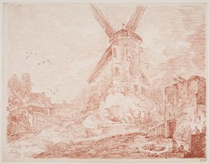風車のあるイタリアの風景 作： Jens Petersen Lund