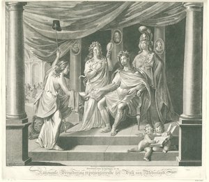 国民議会の比喩、1796 年 オランダ国民を代表する国会での象徴的なアートプリント (オブジェクトのタイトル) 作： Jeremias Snoek