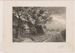 農場と工場のある風景 作： Jerôme Tuyttens (signed by artist)