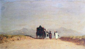 ローマのカンパーニャでの旅行者の停止、1868年頃