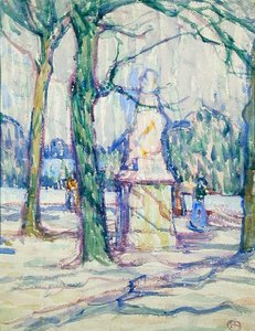 リュクサンブール公園にて 1911年頃 （水彩・紙） 作： Jessica Stewart Dismorr