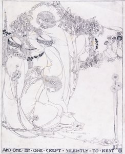 そして一人ずつ静かに休むように忍び寄る、1902-3年頃（ベラム紙にペンと黒インク） 作： Jessie Marion King