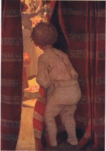 彼は階下に忍び込み、パーラーをのぞき見しました（カラーリソ） 作： Jessie Willcox Smith