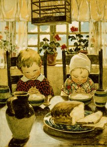 朝食の祈り (水彩) 作： Jessie Willcox Smith