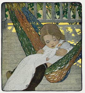 揺り動かして眠るベビードール 作： Jessie Willcox Smith