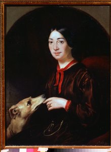 「「歌手兼作曲家のポーリーン・ヴィアルドの肖像（1821-1910）」」 1853年頃のユージーン・プルチャート（1809-1880）による絵画 トロピニン博物館（トロピニン）、モスクワ 作： Jewgenij Alexandrowitsch Pluchart