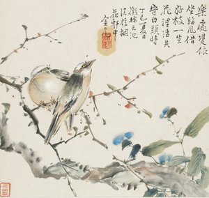一対の中国産ヒヨドリの鳥 1857年 作： Jin Yuan