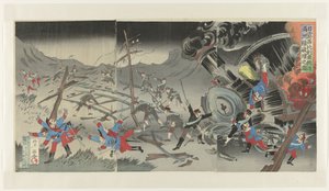 日露戦争中の満州の鉄道の破壊 日郎しべりあ鉄道満州線破戒の図