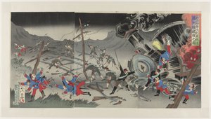 日露戦争中の満州の鉄道の破壊 日郎しべりあ鉄道満州線破戒の図