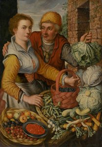 果物と野菜の売り手、c。 1570。 作： Joachim Beuckelaer