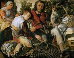 初期ネーデルランド美術：市場の風景 ベーケラー・ヨアヒム（約1533-1574）作 作： Joachim Beuckelaer