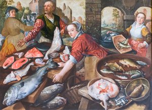 市場広場、ヨアヒム・ベウケラー (キャンバスに油彩) 作： Joachim Beuckelaer