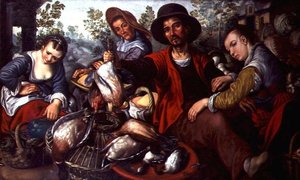 The Game Stall（油彩・キャンバス） 作： Joachim Beuckelaer