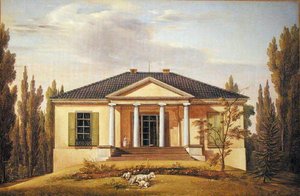 カントリーハウス、1829年（板紙に置かれた紙に油彩）