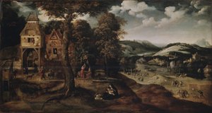 エジプトへの飛行のある風景、1524年頃