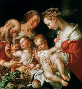 バプテスマのヨハネと聖家族、約。 1600年。 作： Joachim Wtewael or Utewael