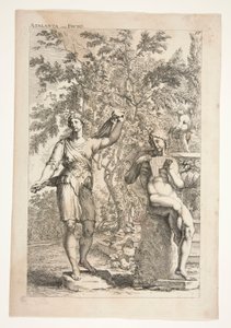 アタランテと牧神、古代彫刻の賞賛より 作： Joachim von Sandrart