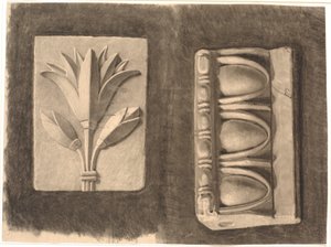 石膏の後に描画します。 2 つの装飾的な断片