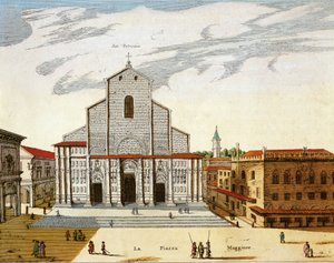 イタリア、ボローニャ、ヴェニーチェのサン・ペトロニオ大聖堂、プリント 作： Joan Blaeu