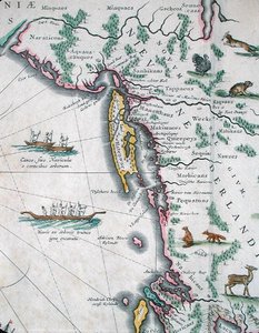 北アメリカの東海岸を描いた地図 作： Joan Blaeu