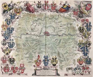 フランクフルトとその周辺地域の地図、「Nova Hanc Territori Francofurtensis Tabulum」、1649