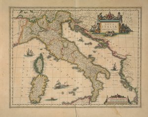 ジョアン・ブラウによるイタリアの地図 作： Joan Blaeu