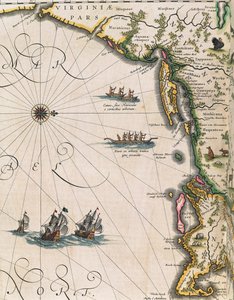 バージニア州沿岸の地図（Joan Blaeu著「Theatrum Orbis Terrarum」より 作： Joan Blaeu