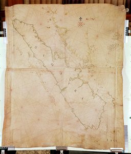 Ms 1288スマトラのチャート、1653年（紙にペン、インク、ウォッシュ） 作： Joan Blaeu