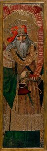 David - Joan Gasco (1500-1529 活動) による絵画 - c. 1500 - パネルにテンペラ - 210.8x60 - カタルーニャ国立美術館、バルセロナ 作： Joan Gascó
